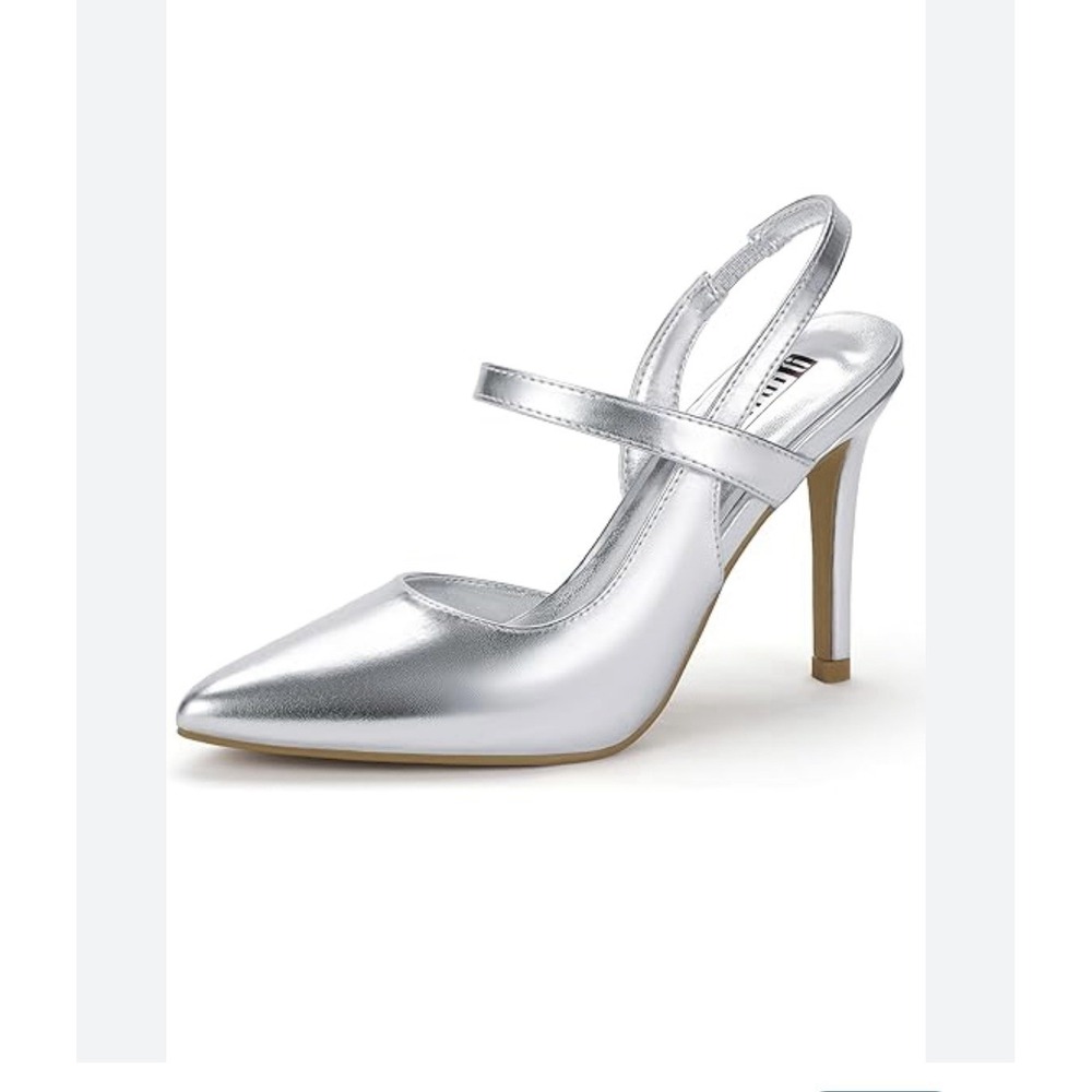 Silver strap sling back heel size 8 Display Shoe Classic Wedding‎ Prom